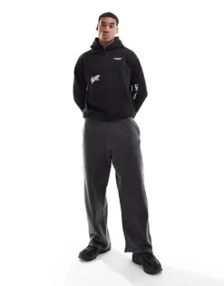 Pull&Bear Skater Fit Jogger In Charcoal For Men