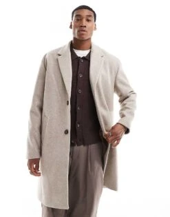 Pull&Bear Overcoat In Beige For Men Neutral
