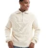 Pull&bear 1/4 Zip Knitted Jumper In White For Men