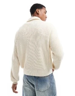 Pull&bear 1/4 Zip Knitted Jumper In White For Men -Pull&Bear Sales 207480255 3