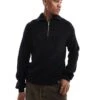 Pull&Bear 1/4 Zip Knitted Jumper In Black For Men -Pull&Bear Sales 207480256 1 black