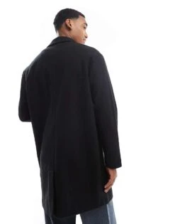 Pull&Bear Overcoat In Black For Men -Pull&Bear Sales 207480264 3