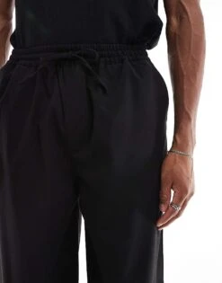 Pull&Bear Relaxed Tailored Trousers In Black For Men -Pull&Bear Sales 207480270 5