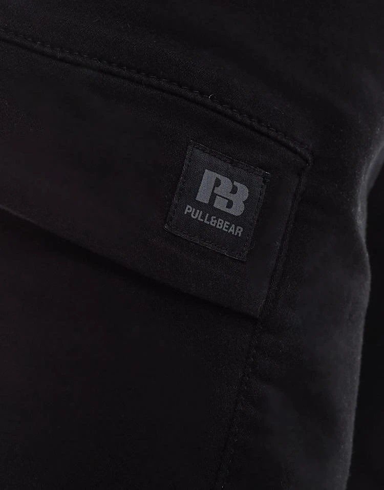 Pull&Bear Straight Leg Cargo Trouser In Black For Men 4 Pull&Bear Straight Leg Cargo Trouser In Black For Men - Image 2