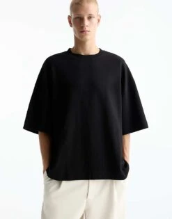Pull&Bear Premium Boxy T-shirt In Black For Men -Pull&Bear Sales 207510613 1 black 1