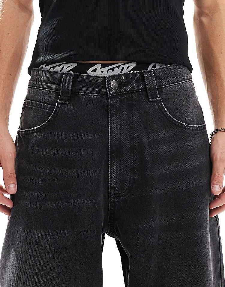 Pull&Bear STWD Waistband Skater Jean In Washed Black For Men 7 Pull&Bear STWD Waistband Skater Jean In Washed Black For Men - Image 5