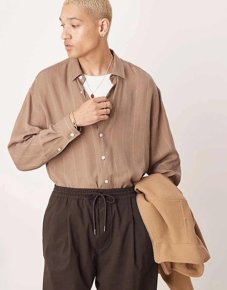Pull&Bear Co-ord Tailored Trouser In Brown For Men 4 Pull&Bear Co-ord Tailored Trouser In Brown For Men - Image 2