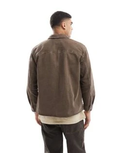 Pull&bear Denim Acid Washed Overshirt In Brown For Men -Pull&Bear Sales 207510715 3
