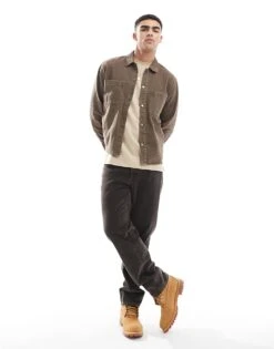 Pull&bear Denim Acid Washed Overshirt In Brown For Men -Pull&Bear Sales 207510715 4