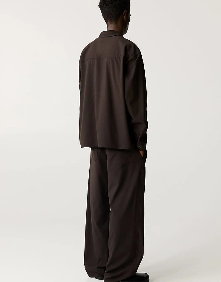 Pull&Bear Co-ord Shirt In Brown For Men 6 Pull&Bear Co-ord Shirt In Brown For Men - Image 4