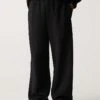 Pull&Bear Wide Leg Tailored Trousers In Black For Men