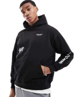 Pull&Bear STWD Printed Hoodie In Black For Men -Pull&Bear Sales 207510732 3