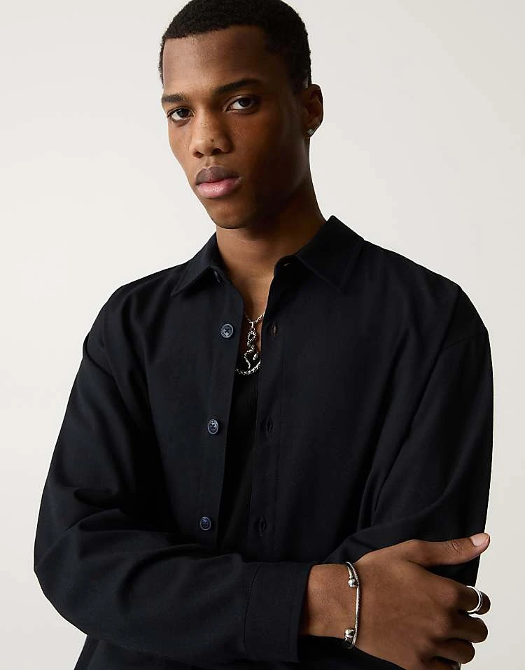 Pull&Bear Co-ord Shirt In Navy For Men 4 Pull&Bear Co-ord Shirt In Navy For Men - Image 2