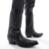 Pull&Bear Stitch Detail Cowboy Boot In Black For Men -Pull&Bear Sales 207520116 1 black