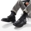 Pull&Bear Square Toe Lace Up Boots In Black For Men -Pull&Bear Sales 207520145 1 black
