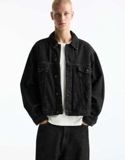 Pull&Bear Co-ord Denim Jacket In Grey For Men -Pull&Bear Sales 207539282 1 grey 1