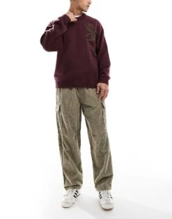 Pull&Bear Cord Wide Leg Cargo In Stone For Men -Pull&Bear Sales 207550022 1 stone 1