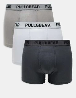 Pull&Bear 3 Pack Boxers Multi In Black, Grey And White For Men