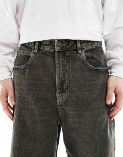 Pull&Bear Wide Leg Washed Trouser In Grey For Men -Pull&Bear Sales 207550068 5