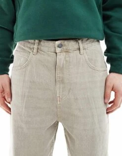 Pull&Bear Wide Leg Washed Jeans In Stone For Men -Pull&Bear Sales 207550075 5