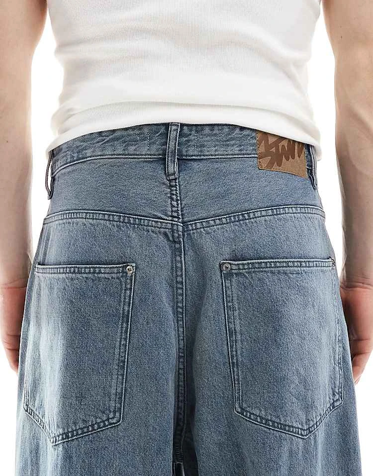 Pull&Bear Super Baggy Double Knee Jeans In Dark Blue For Men 6 Pull&Bear Super Baggy Double Knee Jeans In Dark Blue For Men - Image 4