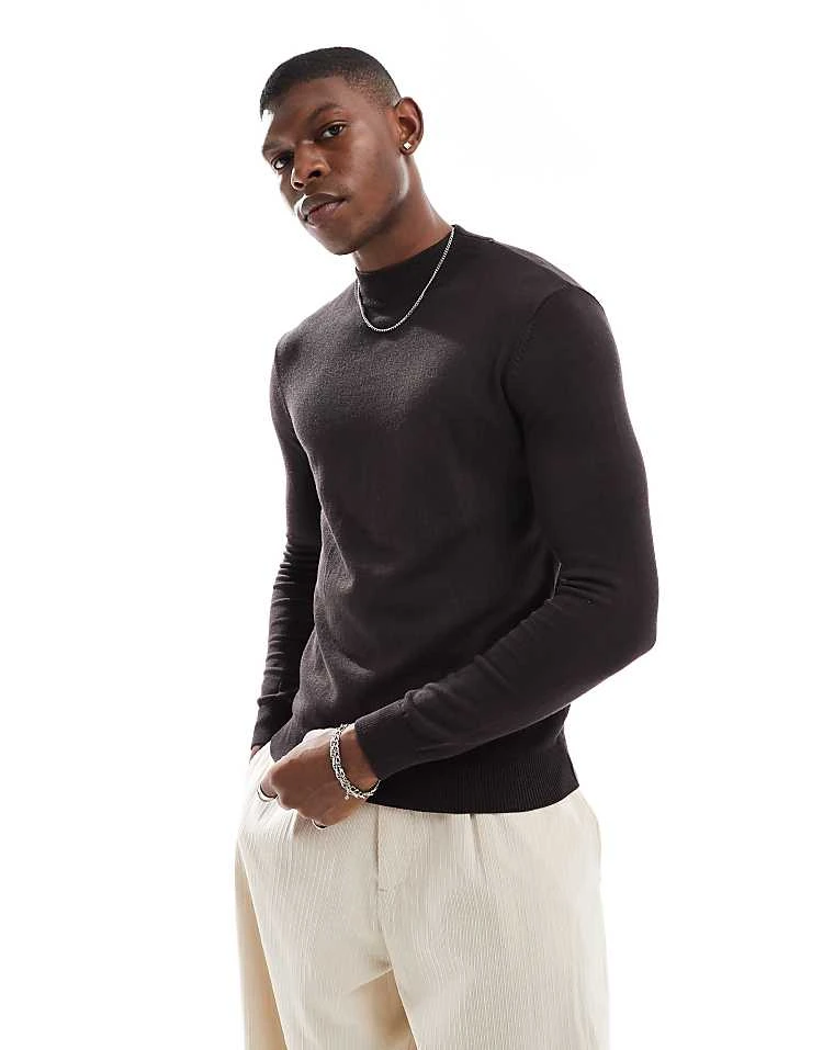 Pull&Bear Knitted Jumper In Chocolate For Men Brown 7 Pull&Bear Knitted Jumper In Chocolate For Men Brown - Image 5