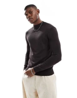 Pull&Bear Knitted Jumper In Chocolate For Men Brown