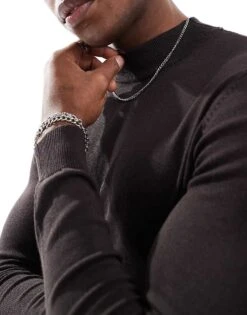 Pull&Bear Knitted Jumper In Chocolate For Men Brown 9 Pull&Bear Knitted Jumper In Chocolate For Men Brown -Pull&Bear Sales 207559782 3