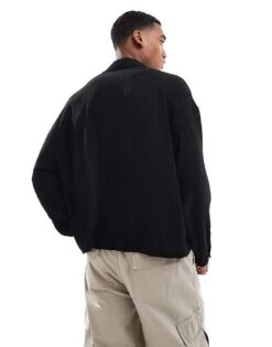 Pull&Bear Textured Long Sleeve Shirt In Black For Men -Pull&Bear Sales 207559808 4