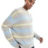 Pull&Bear Fluffy Stripe Knitted Jumper In Grey For Men -Pull&Bear Sales 207559893 1 grey