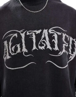 Pull&Bear Gothic Printed Sweatshirt In Washed Charcoal For Men Grey 9 Pull&Bear Gothic Printed Sweatshirt In Washed Charcoal For Men Grey -Pull&Bear Sales 207559908 3