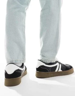 Pull&Bear Vintage Contrast Trainer In Black For Men -Pull&Bear Sales 207583634 4