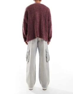 Pull&Bear Heavy Washed Wide Leg Cargo Jeans In Light Blue For Men -Pull&Bear Sales 207631053 2