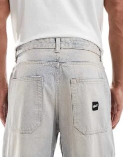 Pull&Bear Heavy Washed Wide Leg Cargo Jeans In Light Blue For Men -Pull&Bear Sales 207631053 4