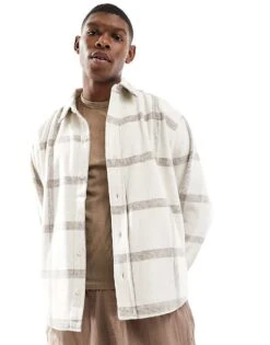 Pull&Bear Flannel Check Shirt In White For Men 11 Pull&Bear Flannel Check Shirt In White For Men -Pull&Bear Sales 207631066 1 white 1