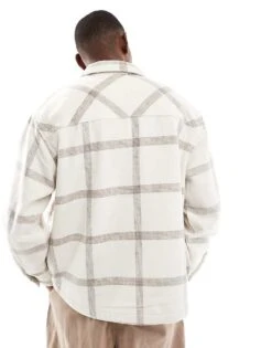 Pull&Bear Flannel Check Shirt In White For Men 10 Pull&Bear Flannel Check Shirt In White For Men -Pull&Bear Sales 207631066 4
