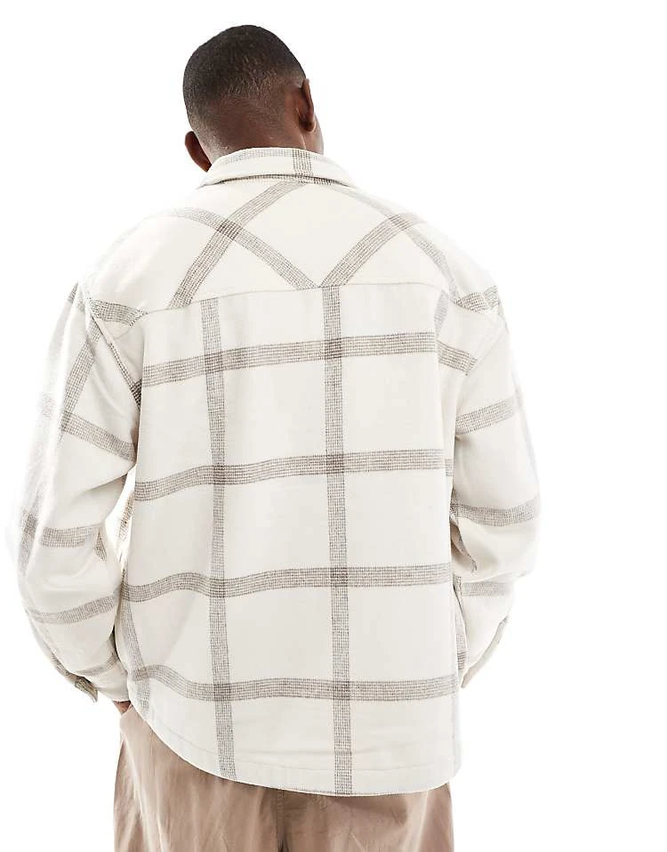 Pull&Bear Flannel Check Shirt In White For Men 6 Pull&Bear Flannel Check Shirt In White For Men - Image 4