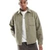 Pull&Bear Textured Shacket In Light Green For Men -Pull&Bear Sales 207631075 1 green