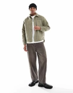 Pull&Bear Textured Shacket In Light Green For Men -Pull&Bear Sales 207631075 4