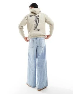 Pull&Bear Front Graphic Printed Hoodie In Stone For Men Neutral -Pull&Bear Sales 207631082 4