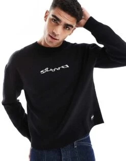 Pull&Bear STWD Graphic Printed Jumper In Black For Men -Pull&Bear Sales 207631114 3