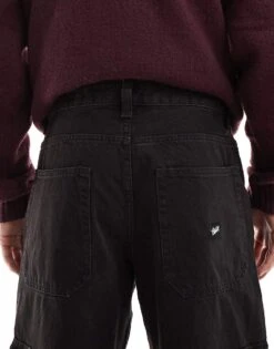 Pull&Bear Wide Leg Cargo Jeans In Dark Washed Brown For Men -Pull&Bear Sales 207631121 4