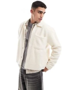 Pull&Bear Textured Shacket In Ecru For Men Neutral -Pull&Bear Sales 207631127 1 neutral 1