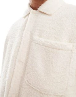 Pull&Bear Textured Shacket In Ecru For Men Neutral -Pull&Bear Sales 207631127 3