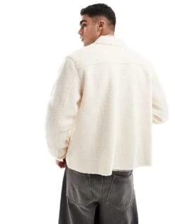 Pull&Bear Textured Shacket In Ecru For Men Neutral -Pull&Bear Sales 207631127 4