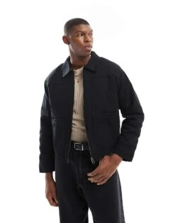 Pull&Bear Boxy Fit Zip Through Jacket In Black For Men -Pull&Bear Sales 207631133 1 black 1