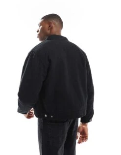 Pull&Bear Boxy Fit Zip Through Jacket In Black For Men -Pull&Bear Sales 207631133 4