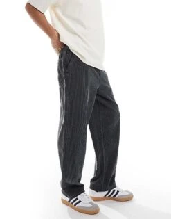 Pull&Bear Wide Leg Corduroy Trouser In Dark Grey For Men -Pull&Bear Sales 207631146 1 grey 1