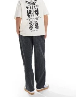 Pull&Bear Wide Leg Corduroy Trouser In Dark Grey For Men -Pull&Bear Sales 207631146 3