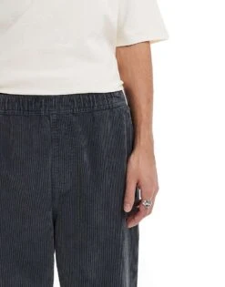 Pull&Bear Wide Leg Corduroy Trouser In Dark Grey For Men -Pull&Bear Sales 207631146 4